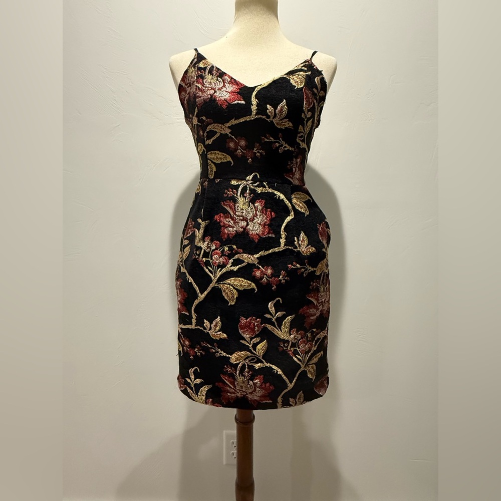 Mystic Black Dress with Floral Design